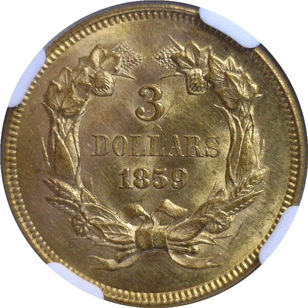 1859 $3 Princess  -  NGC. MS-63. - Image 3