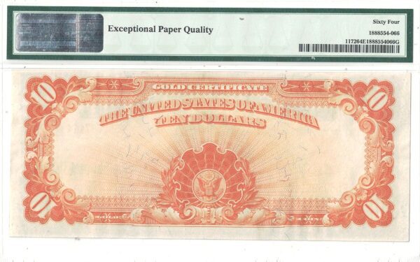 1907 $10 GOLD CERTIFICATE  -  PMG CHOICE CU 64 EPQ  -  Fr-1172 - Image 3