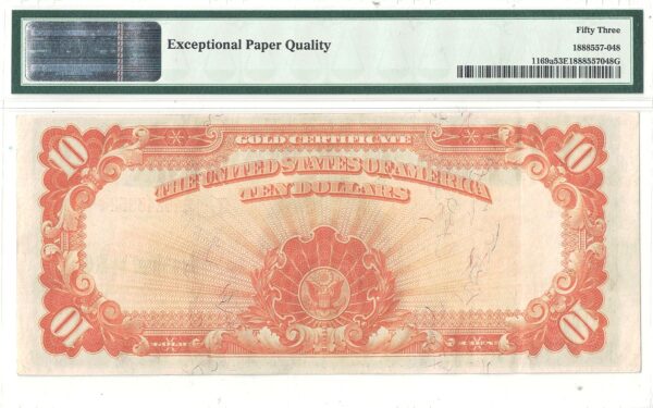 1907 $10 GOLD CERTIFICATE  -  PMG-53 EPQ  -  Fr-1169a - Image 3