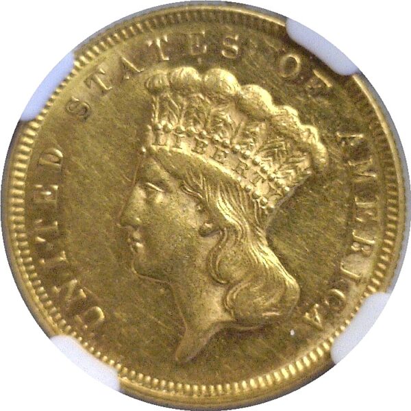 1871  $3 Princess   -   NGC. AU-58. - Image 2