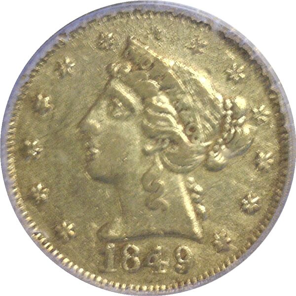 1849  Moffat $5 -  PCGS. AU-55. - Image 2