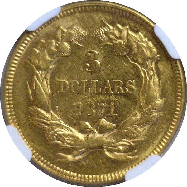 1871  $3 Princess   -   NGC. AU-58. - Image 3