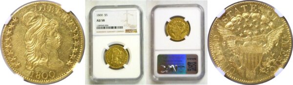 1800 $5 Capped Bust  -   NGC AU-58.