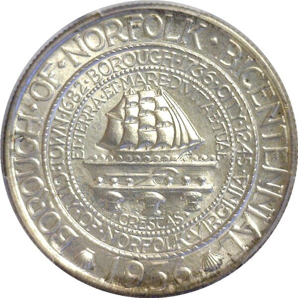 1936 Norfolk Commemorative Half Dollar  -  PCGS MS-66 - Image 2