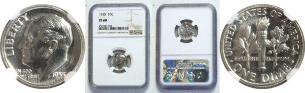 1955  Roosevelt Dime. NGC. PR-69.