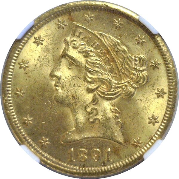 1891-CC $5 Liberty  -  NGC MS-64 CAC - Image 2