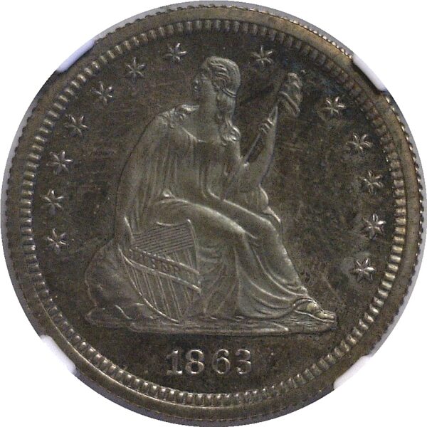 1863.  Pattern Quarter.  - NGC. PR-66.  J-335. - Image 2
