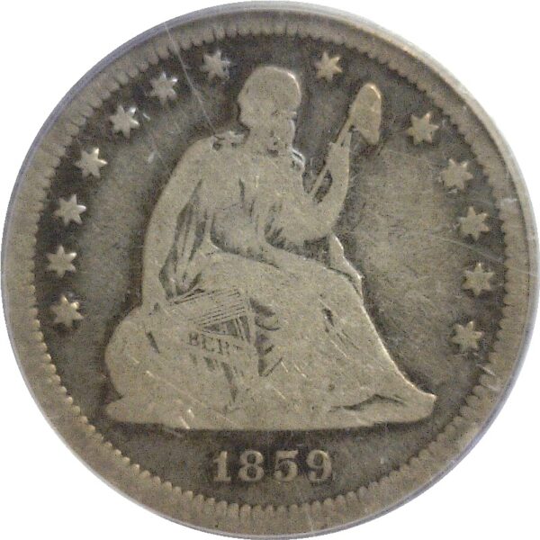 1859-S  Seated Liberty Quarter.  -   PCGS. VG-8. - Image 2