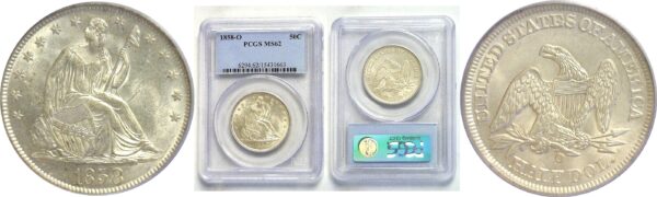 1858-O.  Seated Liberty Half Dollar.  -  PCGS. MS-62.