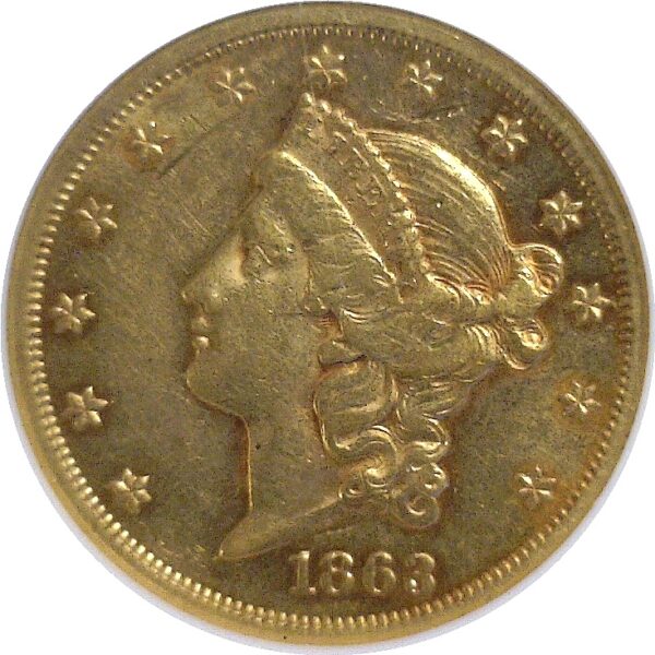 1863.  $20 Liberty.  -  NGC. AU-55. - Image 2