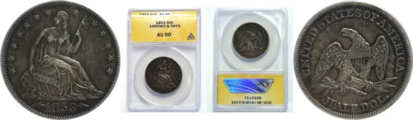 1853 Seated Liberty Half Dollar  -  ANACS AU-50