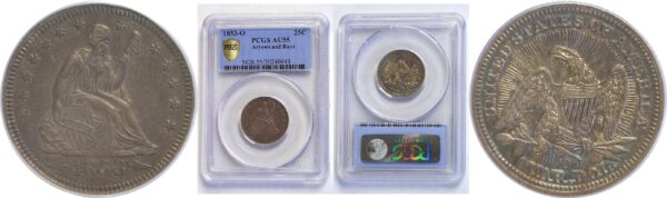 1853-O  Seated Liberty Quarter.  -   PCGS. AU-55.