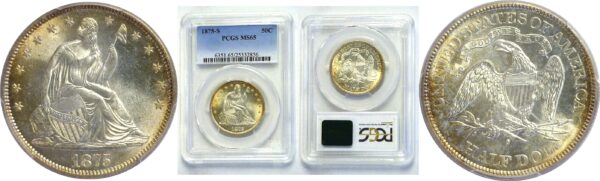 1875-S  Seated Liberty Half Dollar.  -  PCGS MS-65.