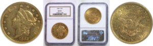 1863  $20 Liberty.  -  NGC AU-55.