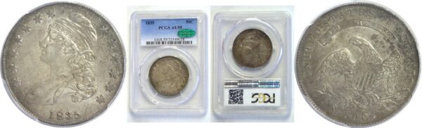 1835  Bust Half Dollar.  -  PCGS AU-55.  CAC