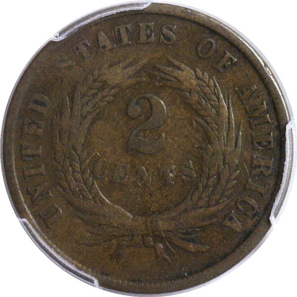 1864 Small Motto.  Two Cent Piece  -  PCGS. F-15. - Image 3