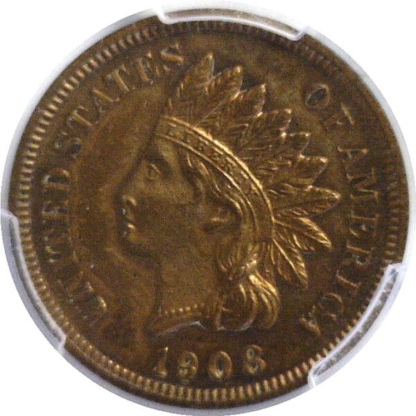 1908.  Indian Head Cent.  -  PCGS. PR-63. RB. - Image 2