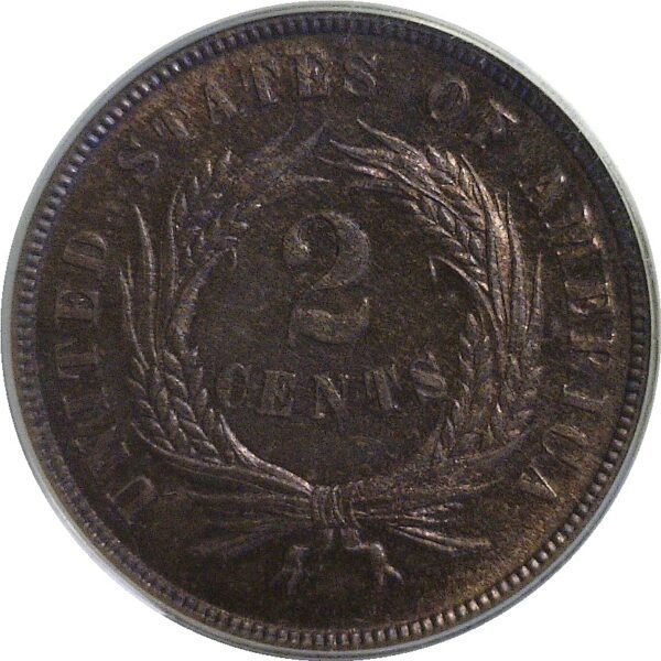 1872 Two Cent Piece   -   PCGS PR-66 RB  CAC - Image 3
