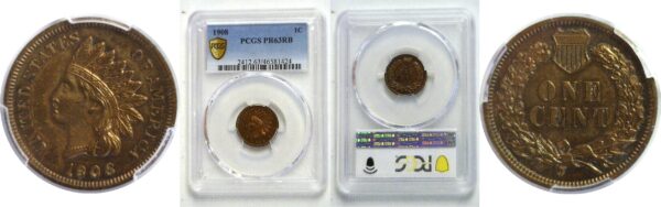 1908.  Indian Head Cent.  -  PCGS. PR-63. RB.