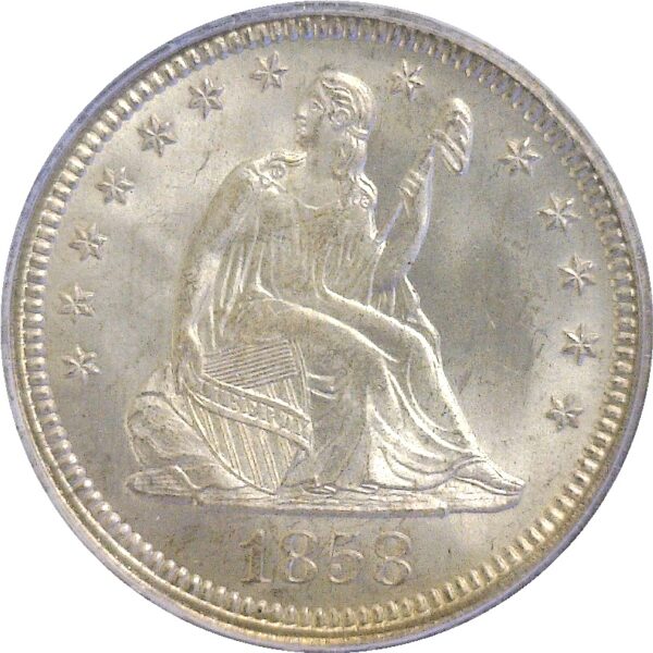 1858  Seated Liberty Quarter  -   PCGS. MS-65.  CAC - Image 2