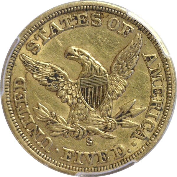 1858-S $5 Liberty. -  PCGS AU-50 - Image 3