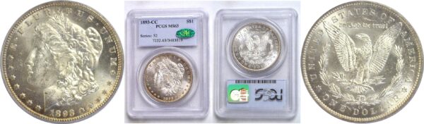 1893-CC  Morgan Dollar.  -  PCGS. MS-63. CAC