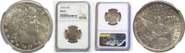 1910-D  Barber Quarter.  -  NGC MS-62.