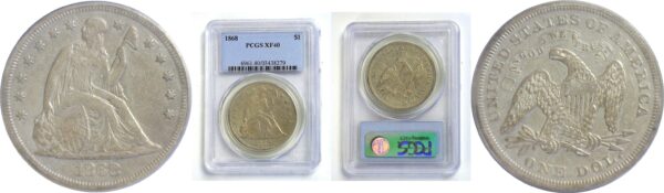 1868 Seated Liberty Dollar.  -   PCGS XF-40