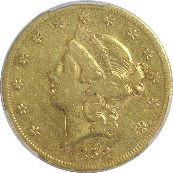 1858 $20 Liberty   -   PCGS VF-35 - Image 2
