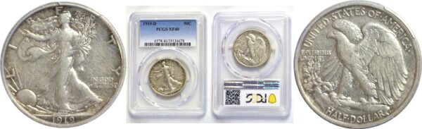 1919-D.  Walking Liberty Half Dollar.  -  PCGS. XF-40.