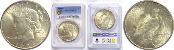 1934-S.  Peace Dollar. -  PCGS. MS-63+.