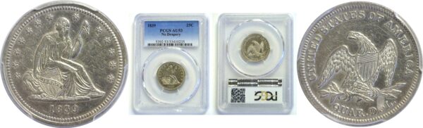 1839 Seated Liberty Quarter  -  PCGS AU-53