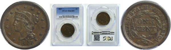 1847 Large Cent. -  PCGS MS-62 BN