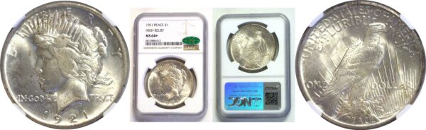 1921  Peace Dollar.  -  NGC. MS-64+. CAC