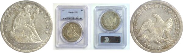 1847 Seated Liberty Dollar.  -   PCGS AU-53
