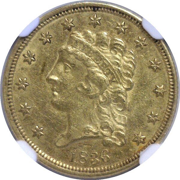 1836 $2 1/2 Classic  -  NGC. AU-55. - Image 2