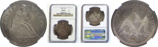 1853  Seated Liberty Dollar.  -   NGC. MS-62.