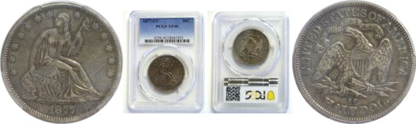 1877-CC Seated Liberty Half. -  PCGS XF-40