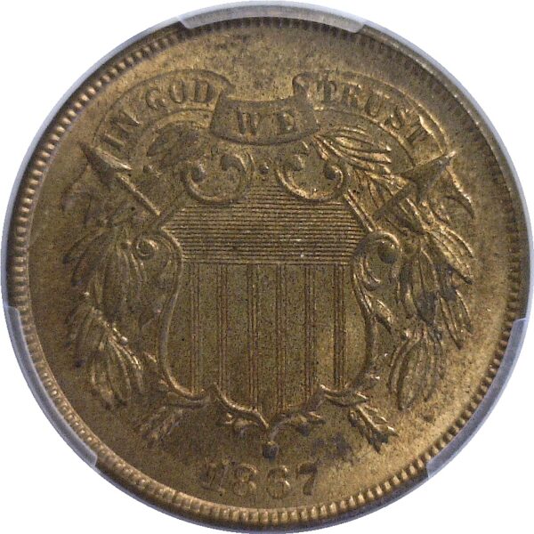 1867 Two Cent Piece  -  PCGS MS-64 RB  CAC - Image 2