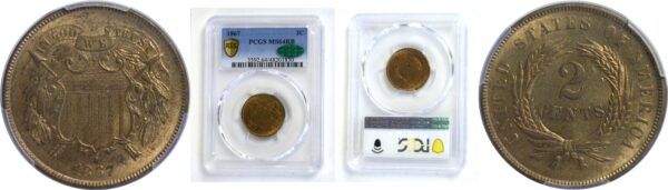 1867 Two Cent Piece  -  PCGS MS-64 RB  CAC