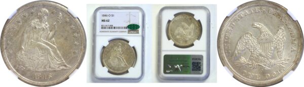 1846-O Seated Liberty Dollar   -   NGC MS-62  CAC