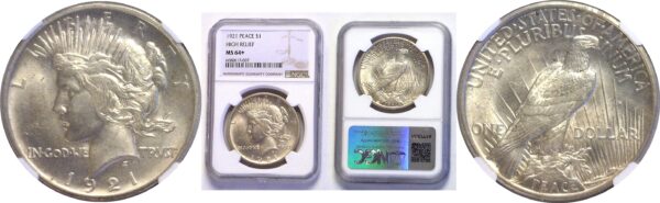 1921  Peace Dollar.  -  NGC MS-64+.