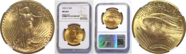1923-D.  $20 St. Gaudens.  -   NGC. MS-66+.
