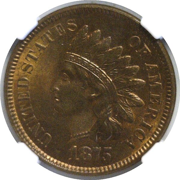 1875 Indian Head Cent  -  NGC MS-62 RB - Image 2