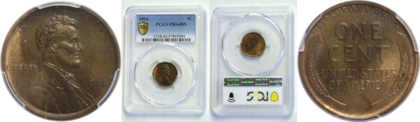 1914.  Lincoln Cent.  -  PCGS. PR-64. BN.