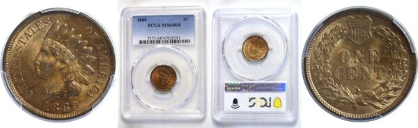 1889  Indian Head Cent.  -  PCGS MS-64. RB.