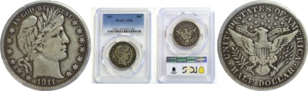 1911 Barber Half. -  PCGS VF-30