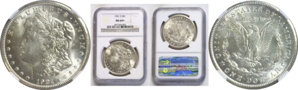 1921-S  Morgan Dollar.  -  NGC MS-64+.