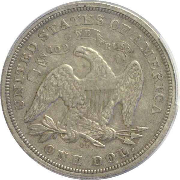 1870-CC Seated Liberty Dollar. -  PCGS XF-40  CAC - Image 3