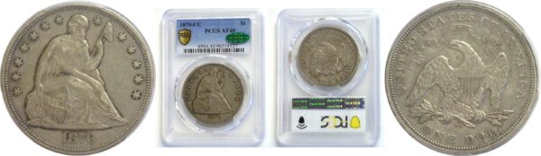 1870-CC Seated Liberty Dollar. -  PCGS XF-40  CAC